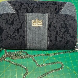 Sophisticated Pieced Dress Bag Black with Silver Chain Strap
